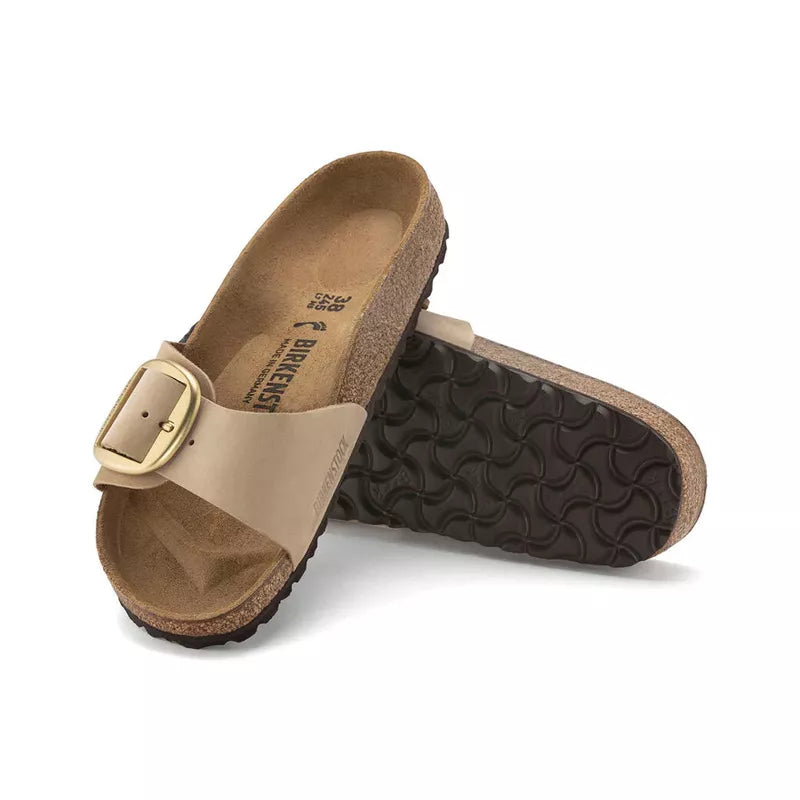 Sandales Femme Birkenstock Madrid Big Buckle Cuir Nubuck - Beige/Gold