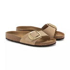 Sandales Femme Birkenstock Madrid Big Buckle Cuir Nubuck - Beige/Gold