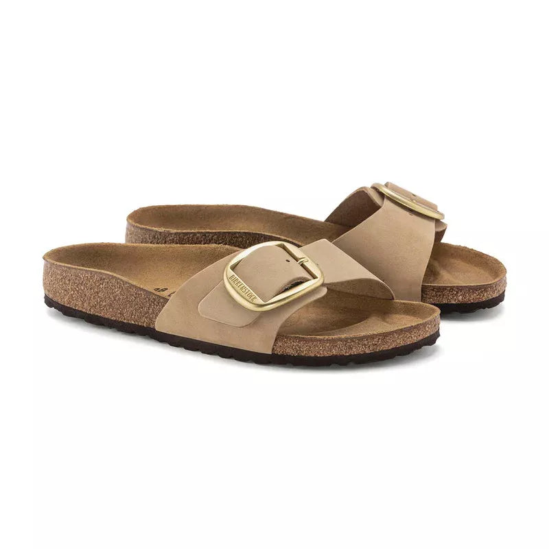 Sandales Femme Birkenstock Madrid Big Buckle Cuir Nubuck - Beige/Gold