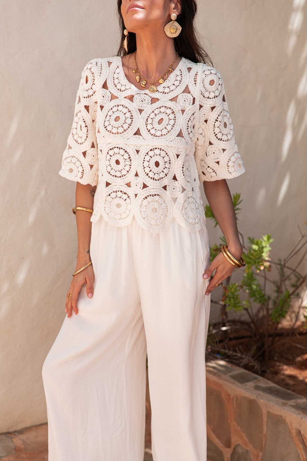 MARCEL Blanc - Top Crochet