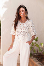 MARCEL Blanc - Top Crochet