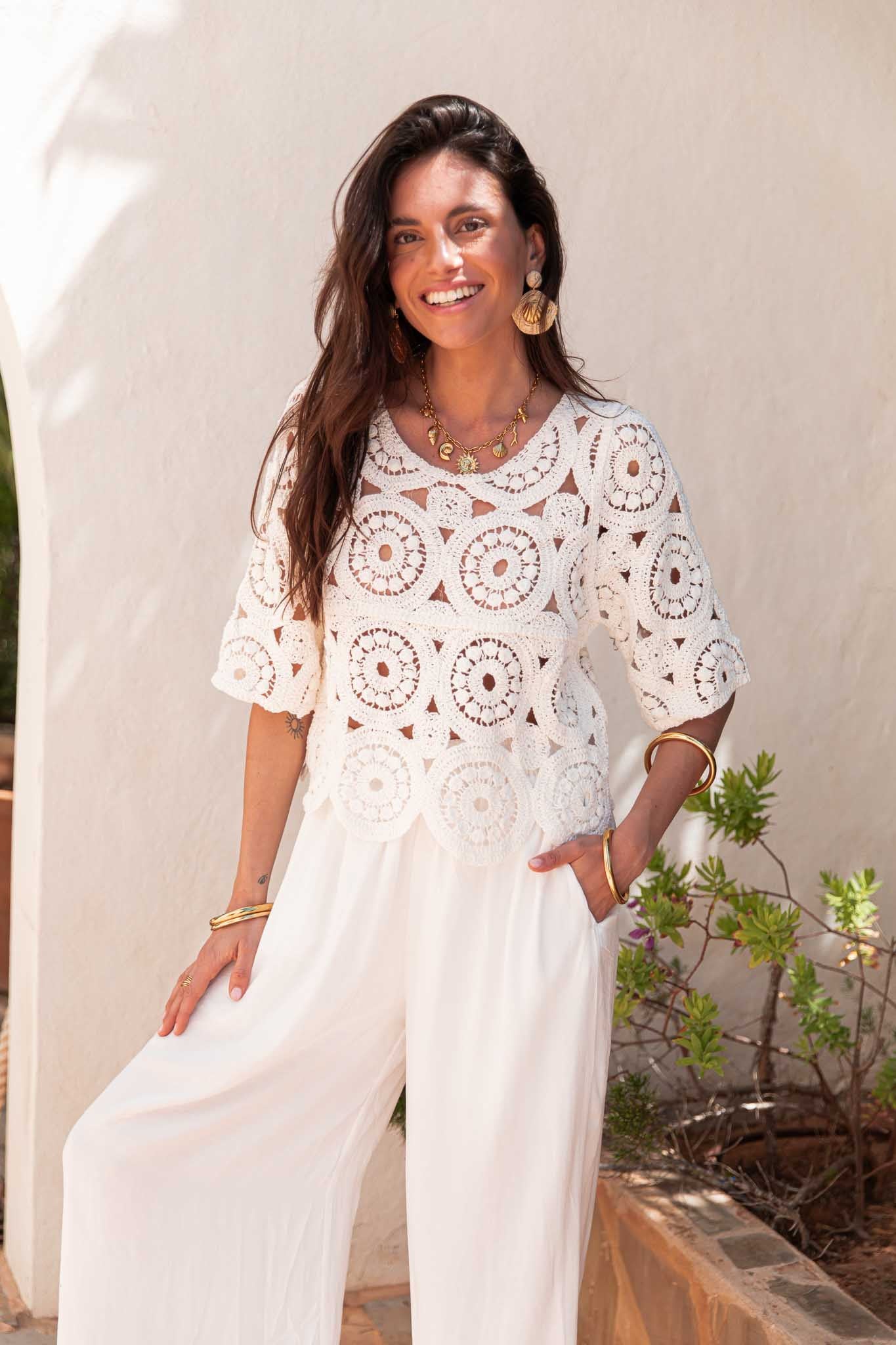MARCEL Blanc - Top Crochet