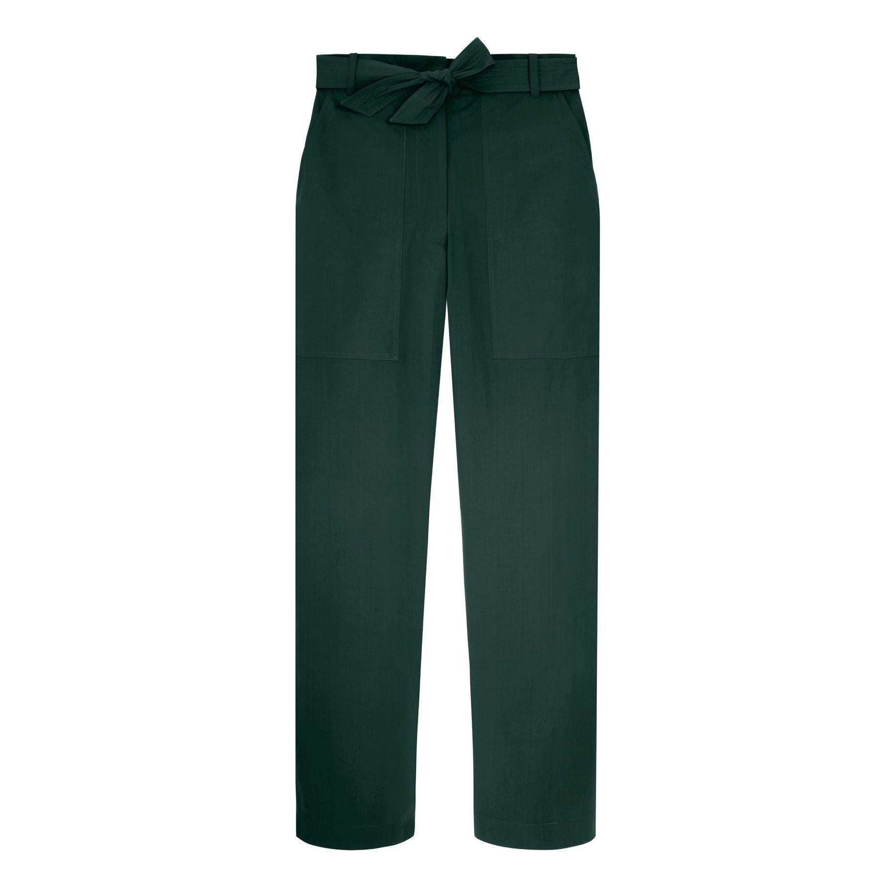 MARCO PANTALON TAILLE HAUTE EN POPLINE DE COTON - JUNGLE GREEN2 Pantalon Mare Di Latte