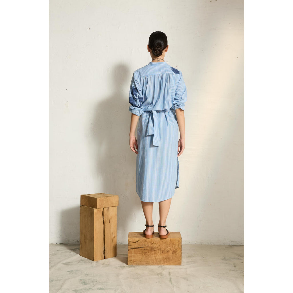 Robe Albane Imprime Orchids - Blue