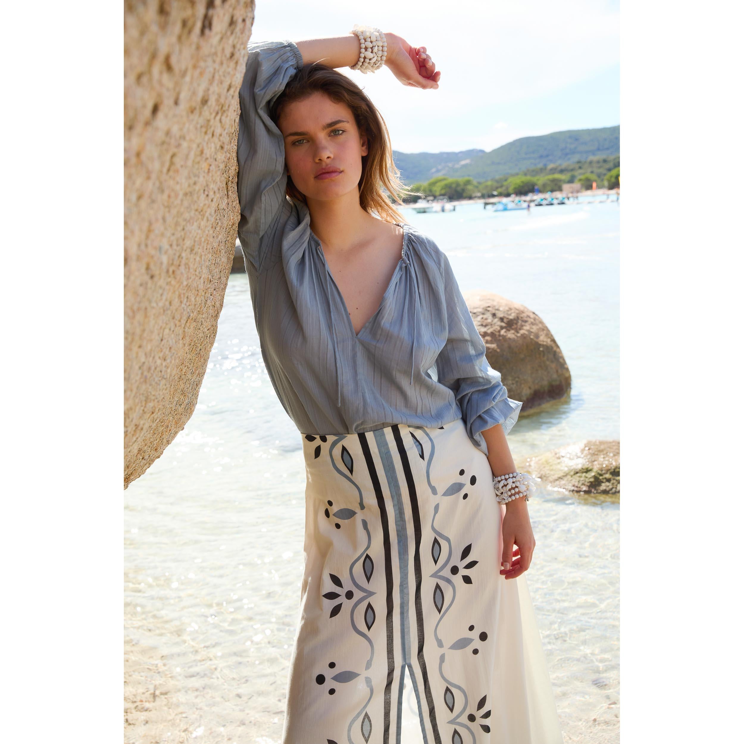 Jupe Pao Imprime Arabesque - White