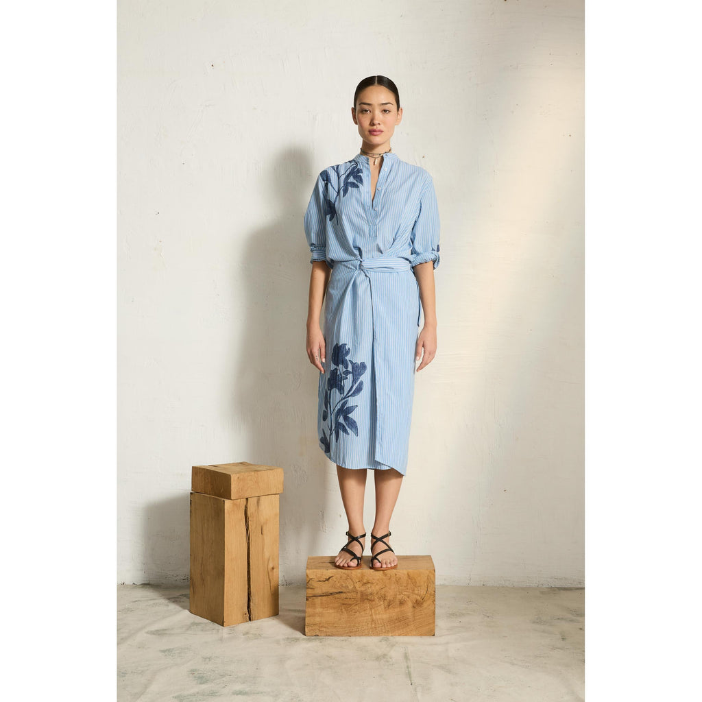 Robe Albane Imprime Orchids - Blue