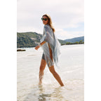 Poncho Rafaele Tie And Dye Etamine De Laine - Nuage