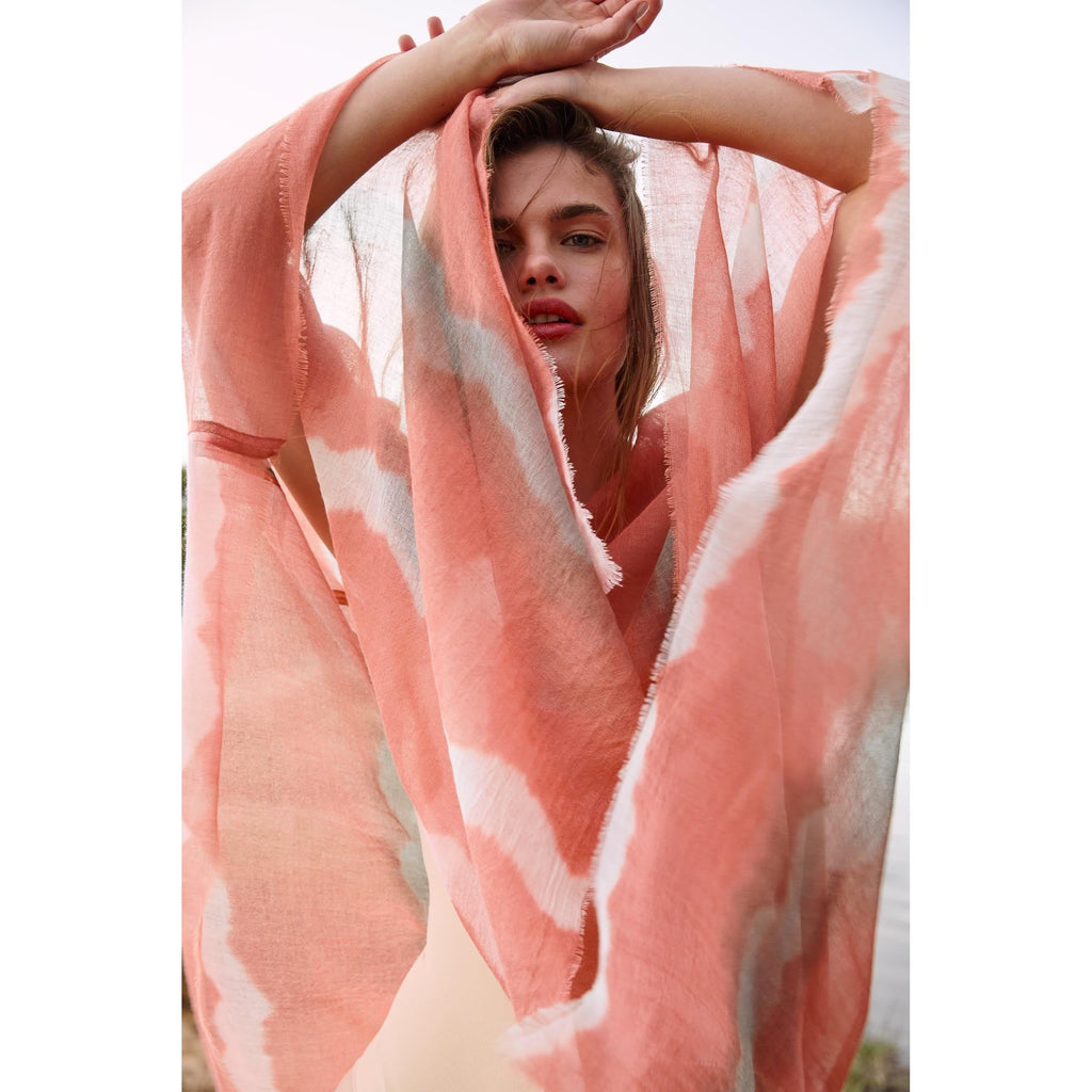 Poncho Rafaele Tie And Dye Etamine De Laine - Blush