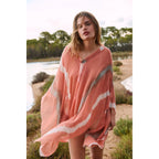 Poncho Rafaele Tie And Dye Etamine De Laine - Blush