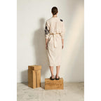 Robe Albane Imprime Orchids - White