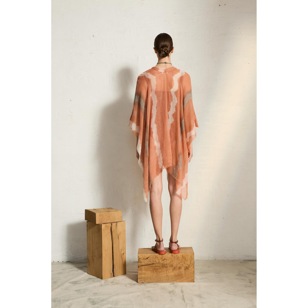 Poncho Rafaele Tie And Dye Etamine De Laine - Nuage
