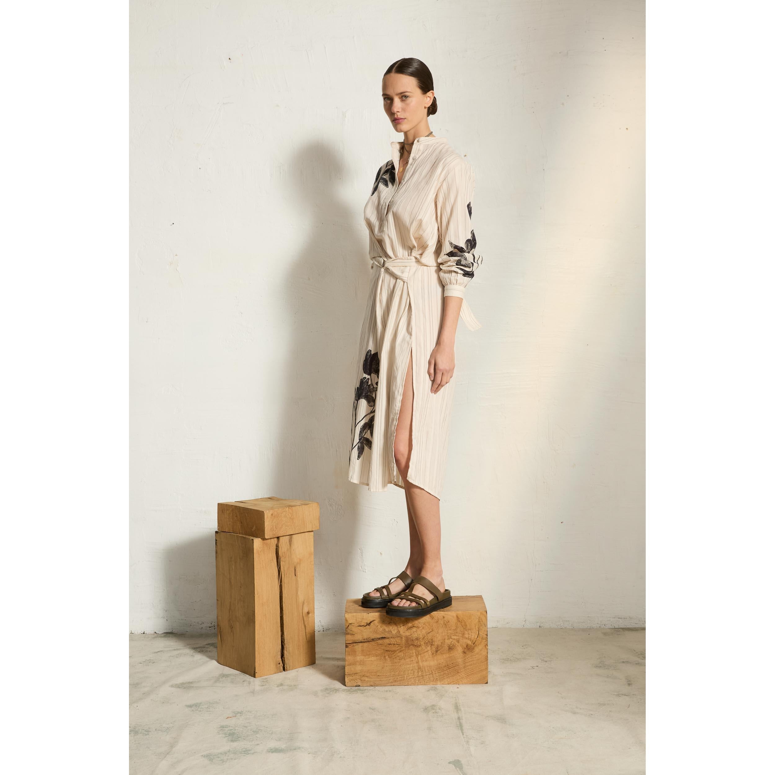 Robe Albane Imprime Orchids - White