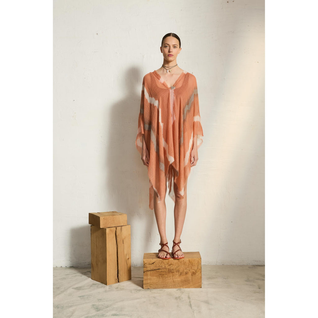 Poncho Rafaele Tie And Dye Etamine De Laine - Nuage