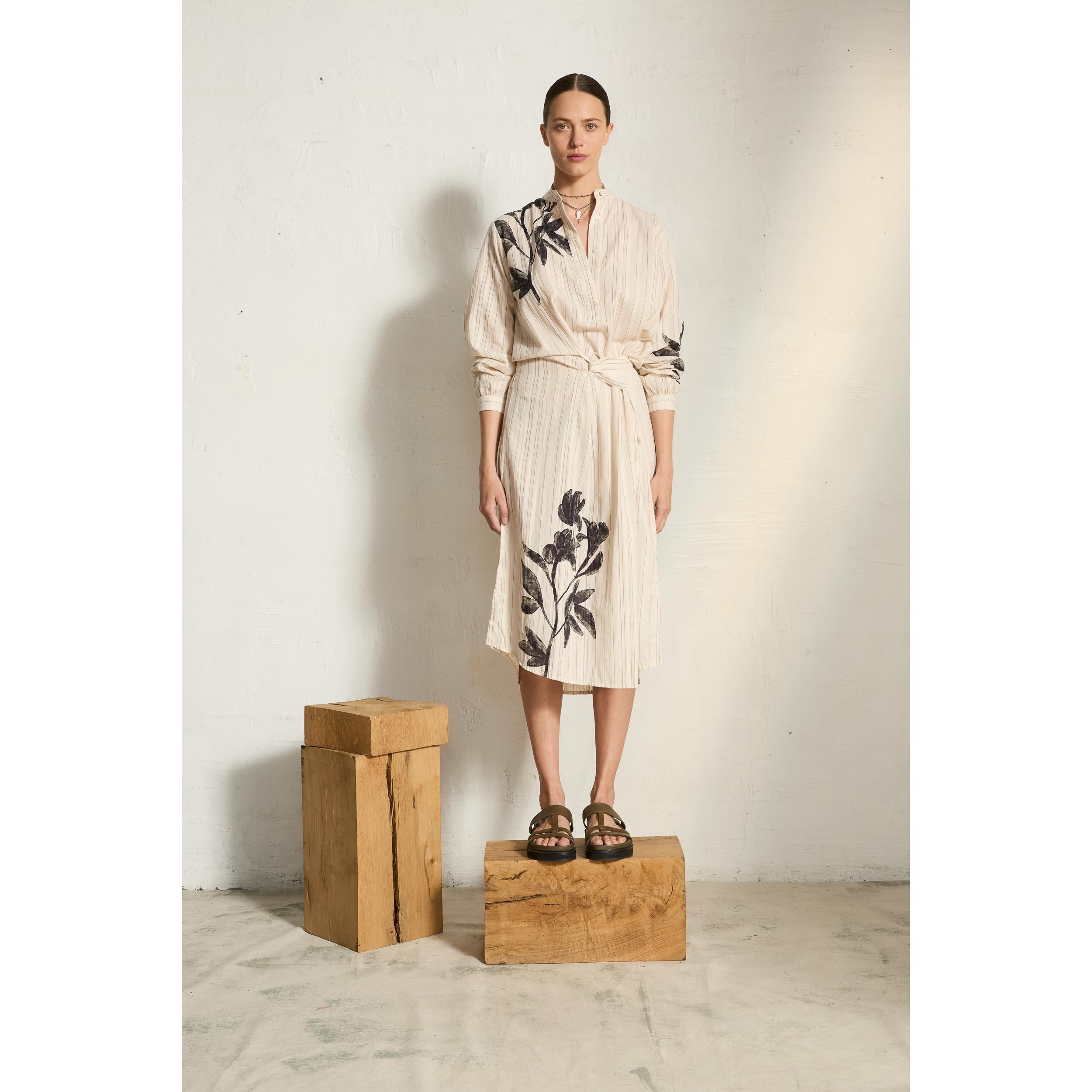 Robe Albane Imprime Orchids - White