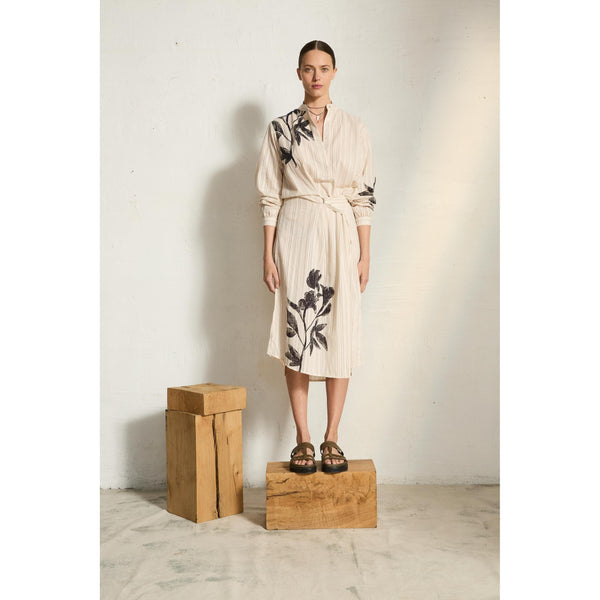 Robe Albane Imprime Orchids - White