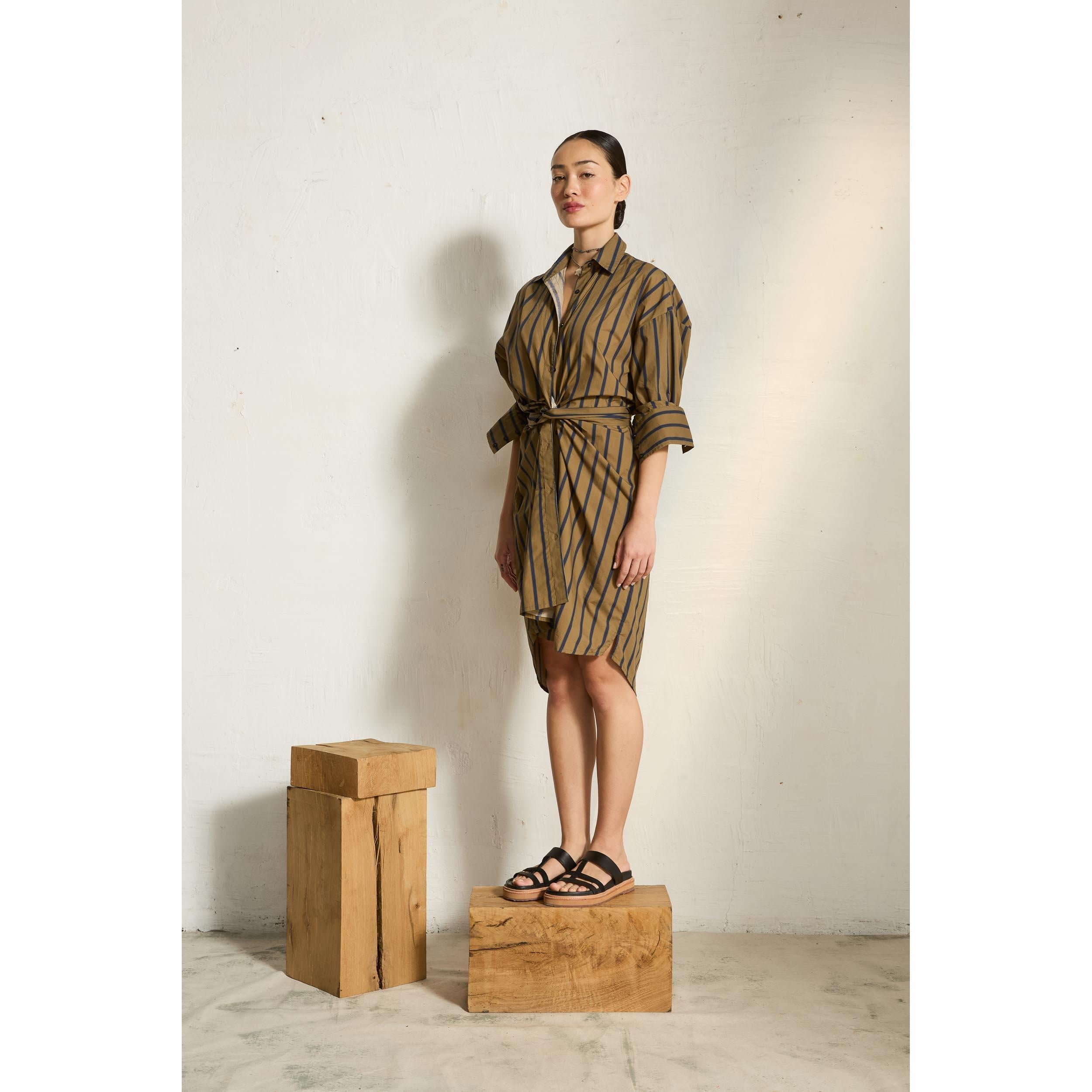 Robe Lily Long Imprime Pelicano - Dark Blue Kaki