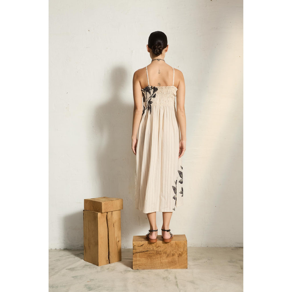 Robe Morgane Imprime Orchids - White