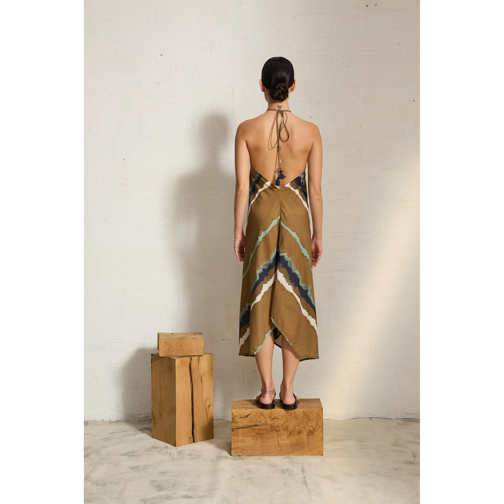 Robe Ivina Imprime Tie And Dye Td Check - Army