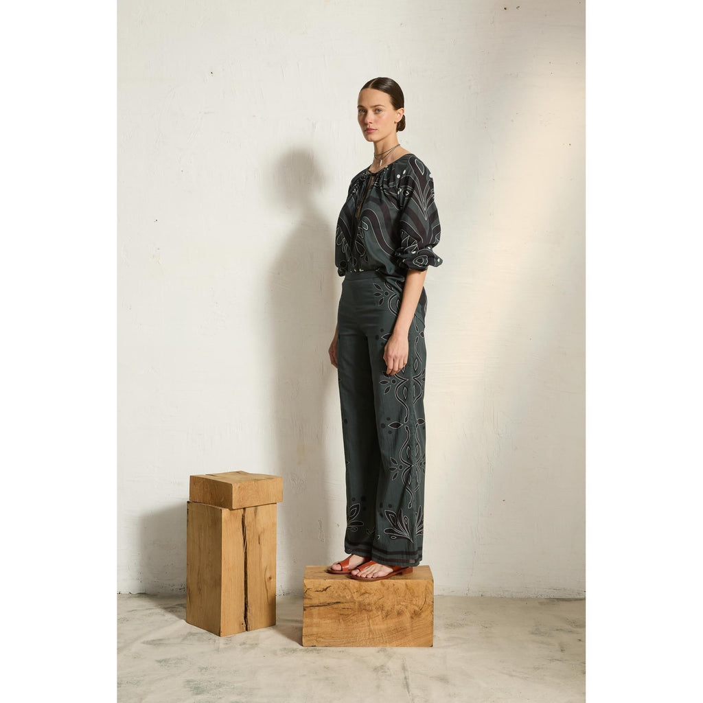 Pantalon Erika Imprime Arabesque - Ardoise