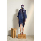 Poncho Court Rafaele Etamine De Laine - China Blue