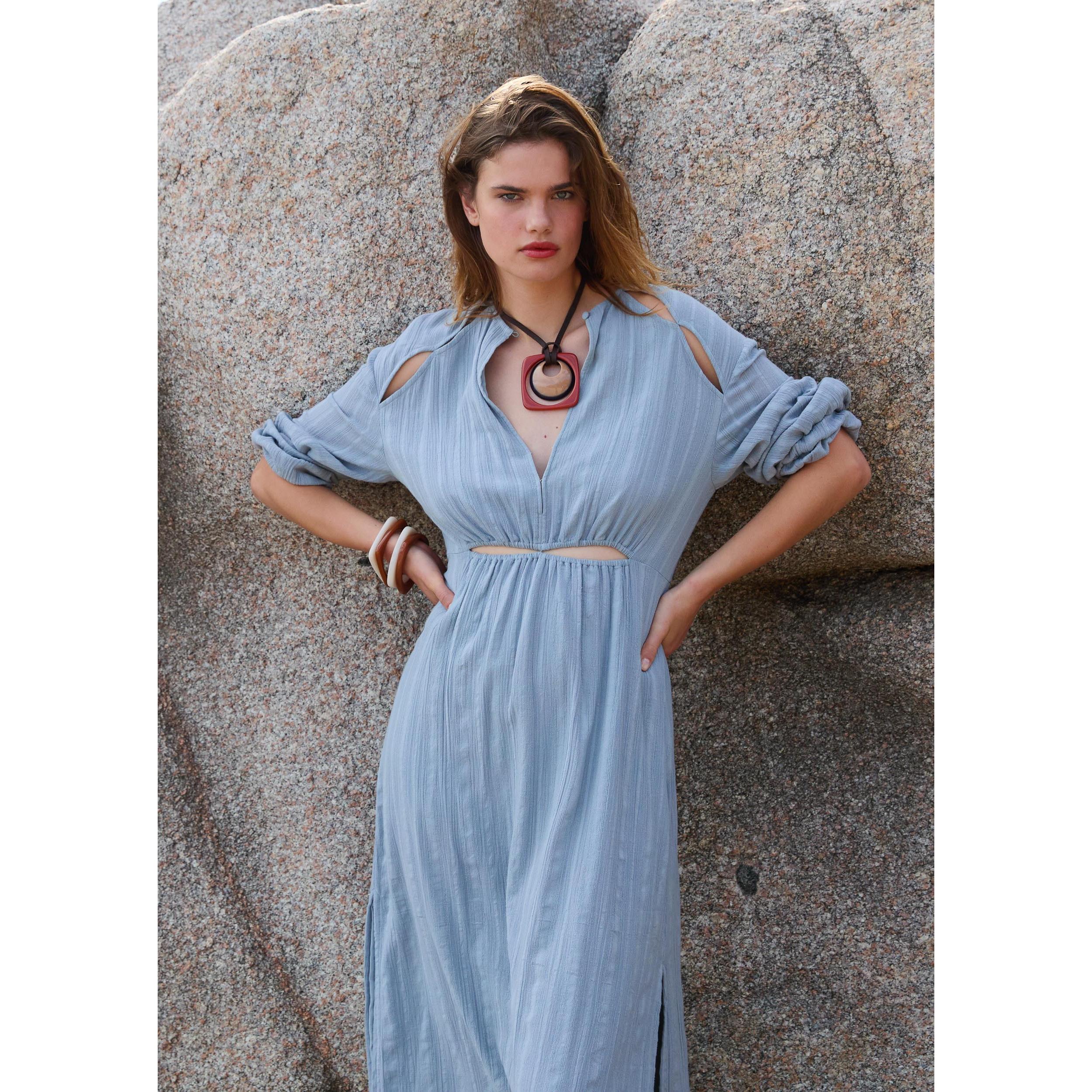 Robe Ombeline Ajouree - Mineral Blue