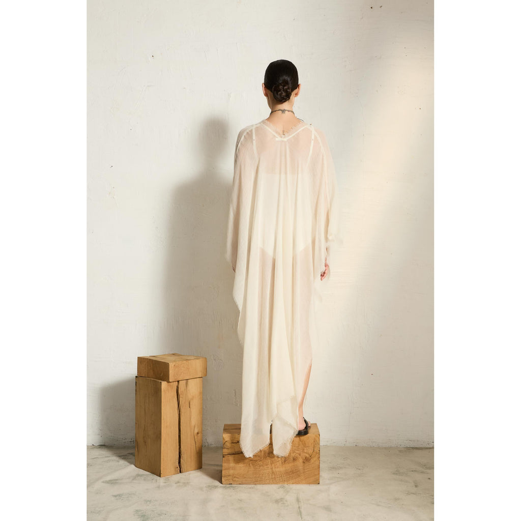 Poncho Long Rafaele Etamine De Laine - China Blue