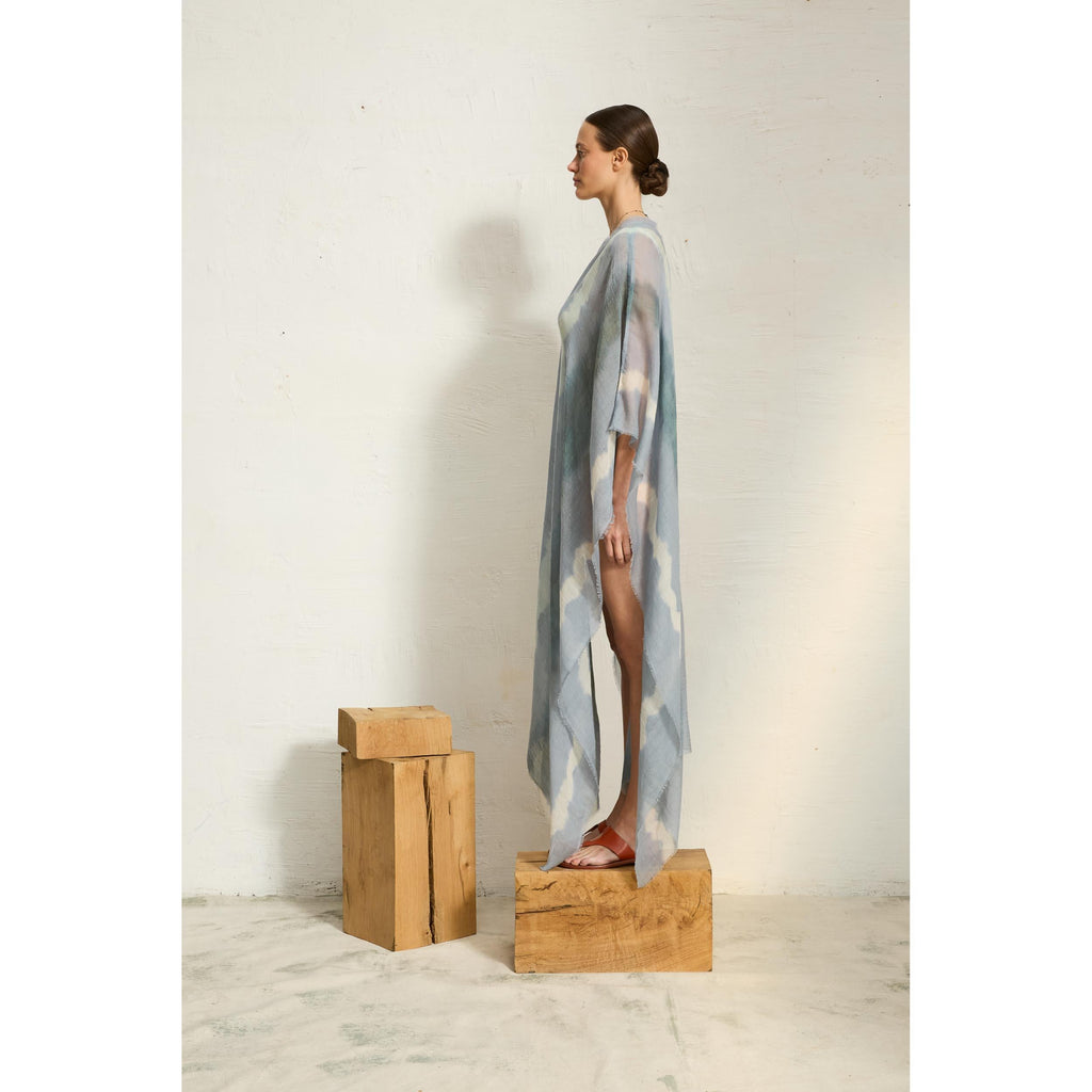 Poncho Long Rafaele Etamine De Laine Tie And Dye - Blush
