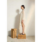 Poncho Long Rafaele Etamine De Laine - China Blue