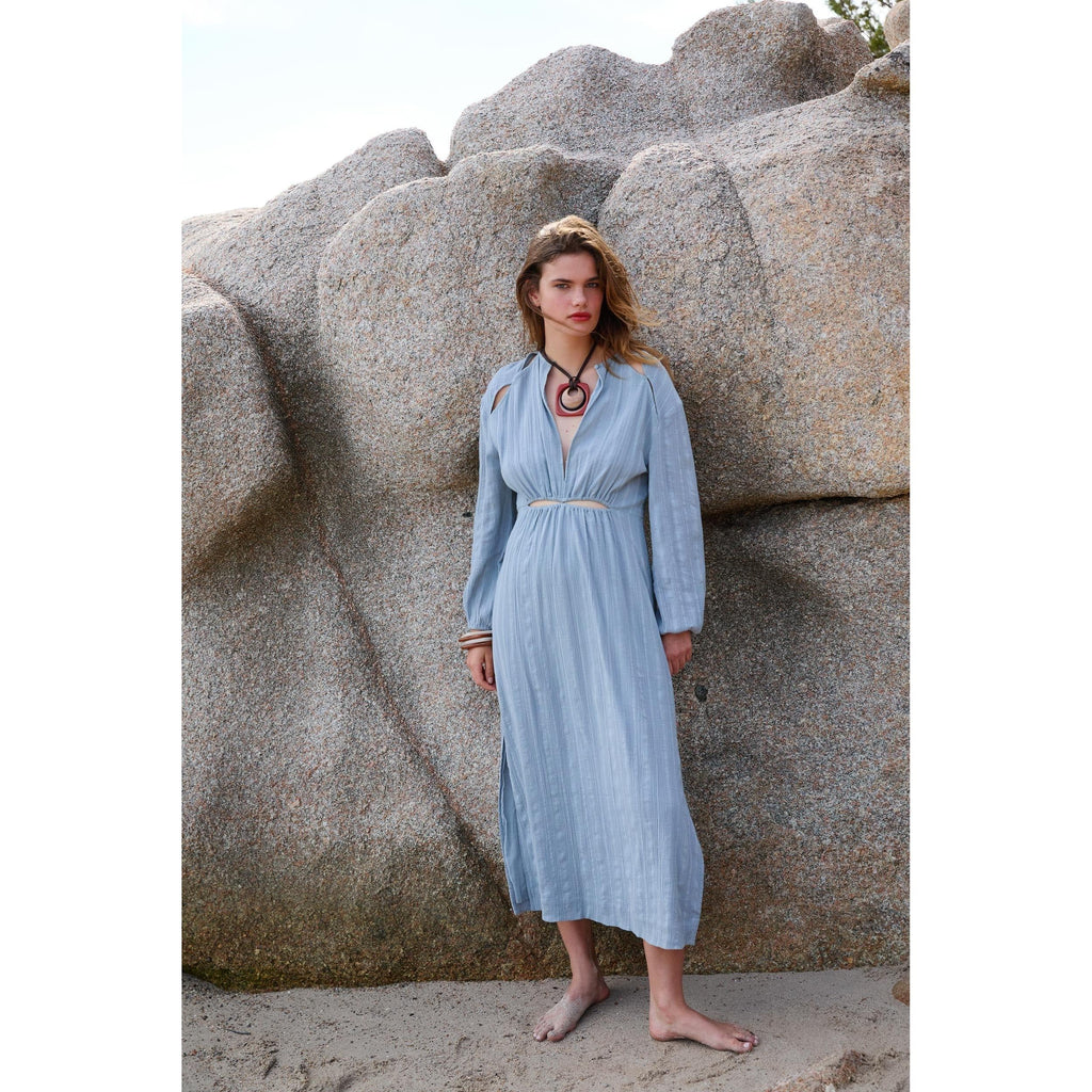 Robe Ombeline Ajouree - Mineral Blue