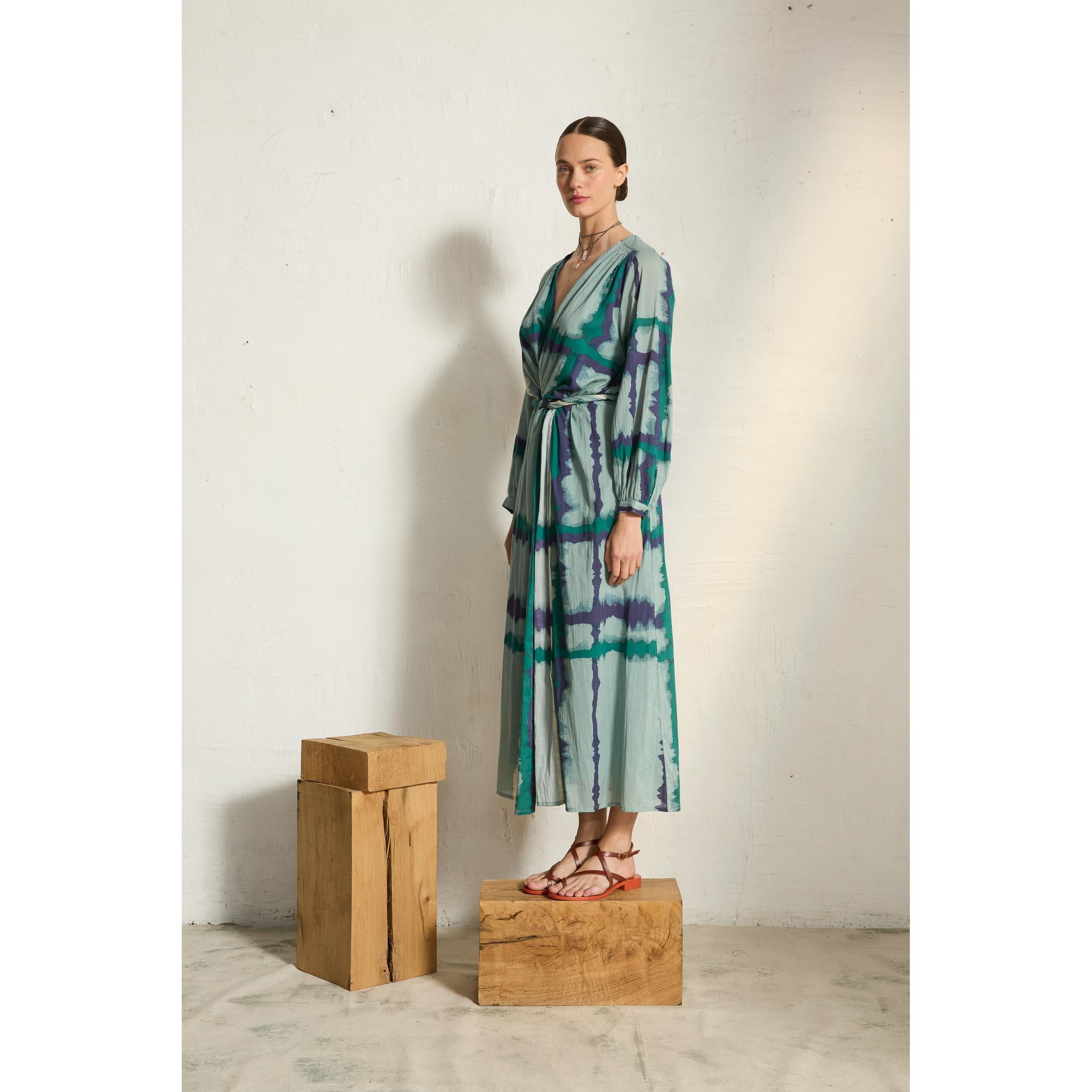 Robe Emmanuelle Imprime Td Check - Ardoise