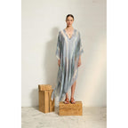 Poncho Long Rafaele Etamine De Laine Tie And Dye - Nuage