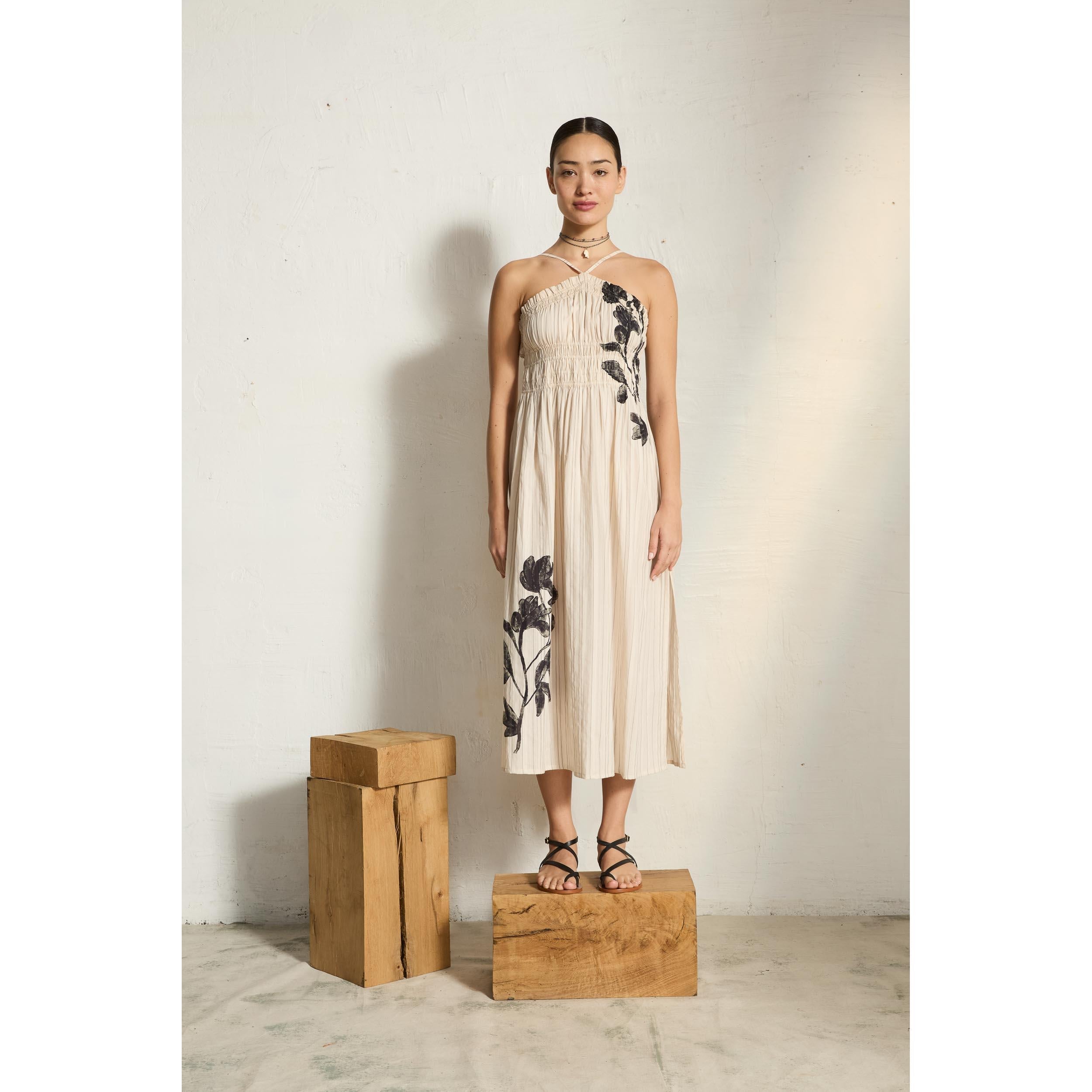Robe Morgane Imprime Orchids - Bleu