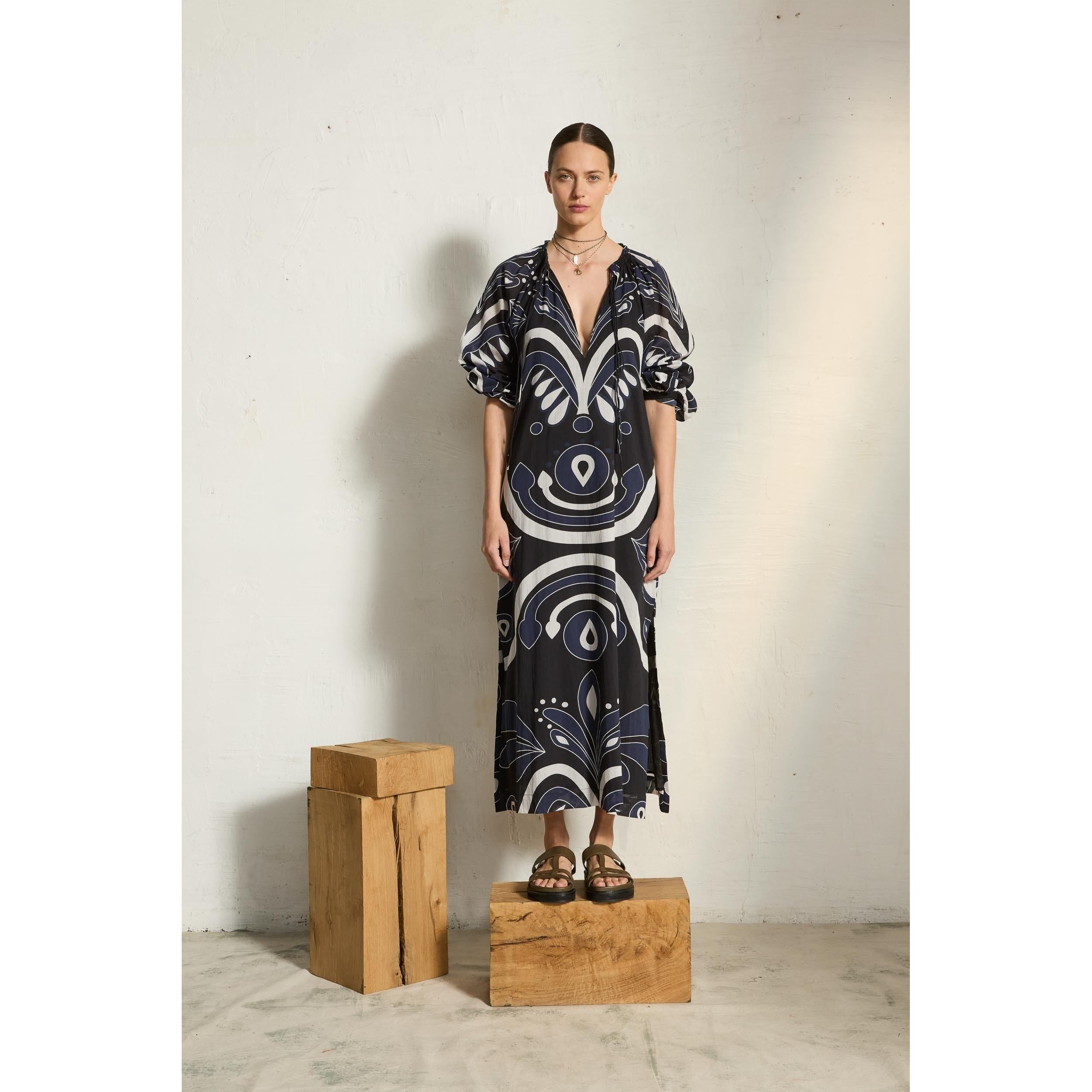 Robe Octavie Imprime Baroque - Black