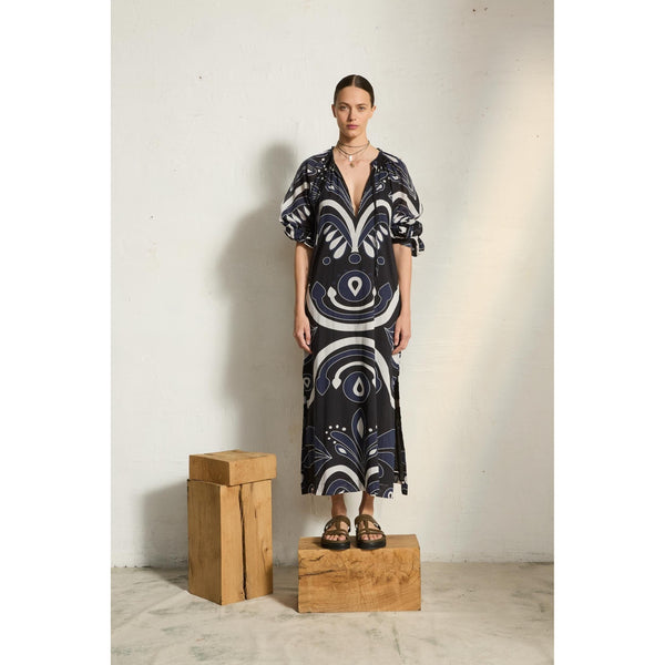 Robe Octavie Imprime Baroque - Black