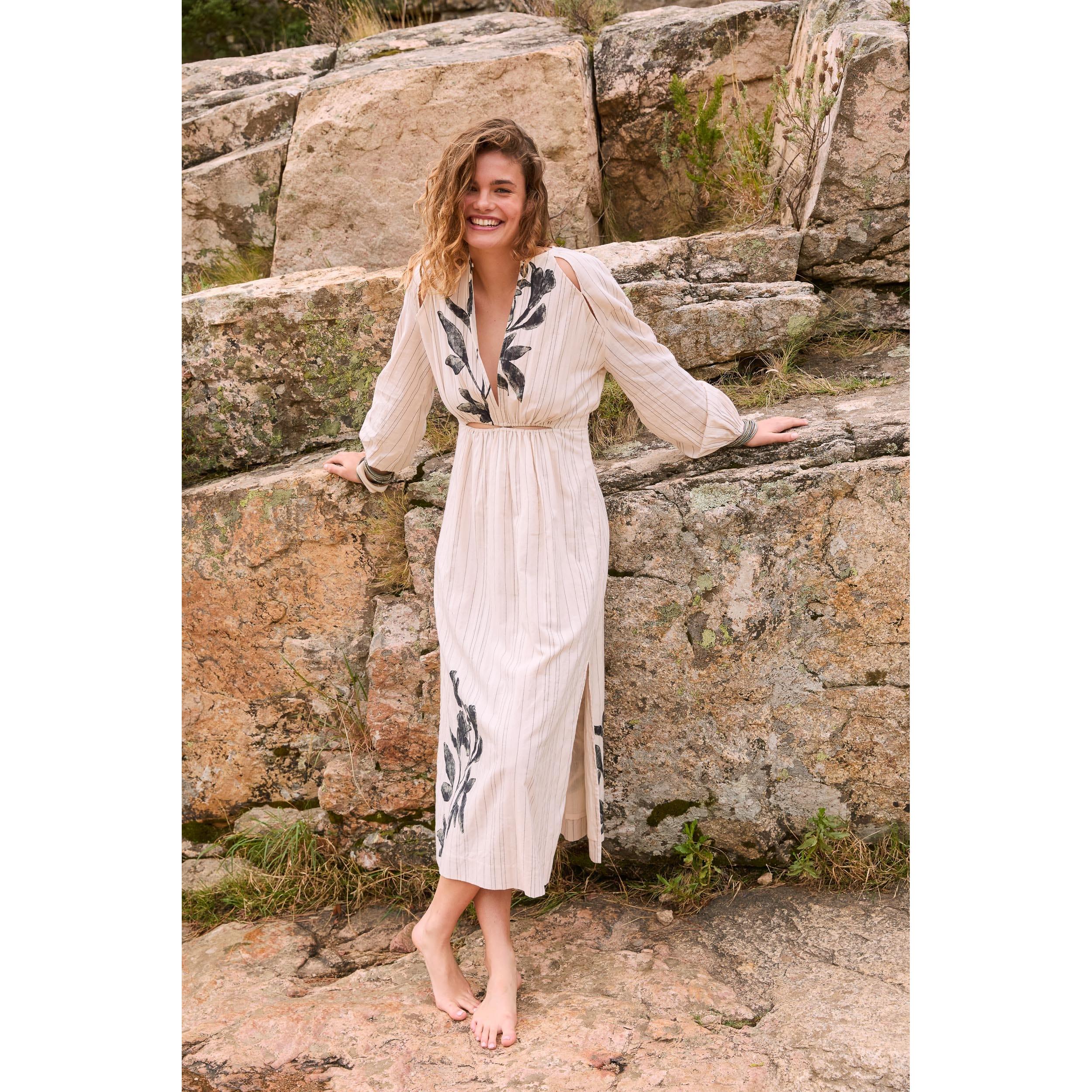 Robe Ombeline Imprime Orchids - White