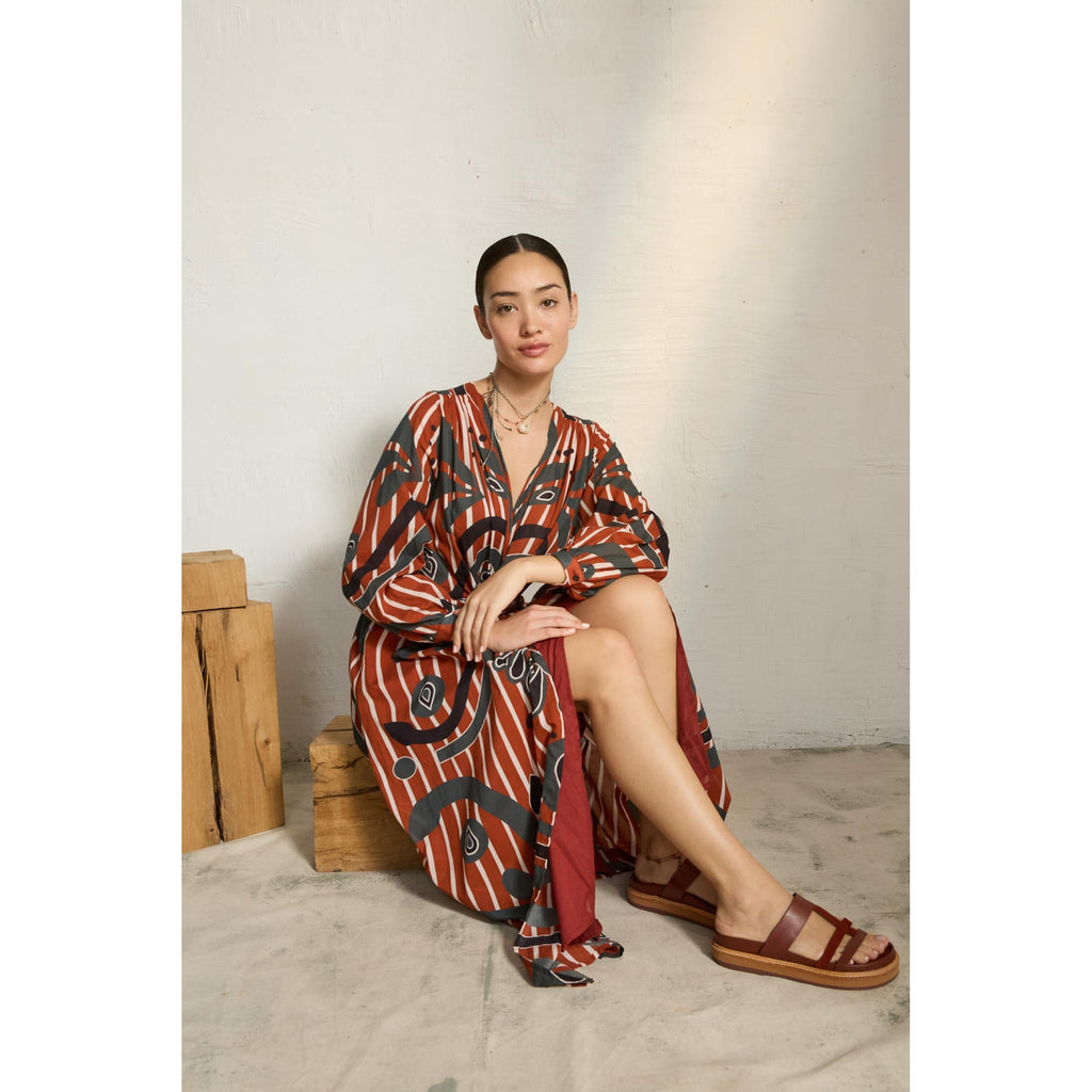Robe Emmanuelle Imprime Baroque - Red