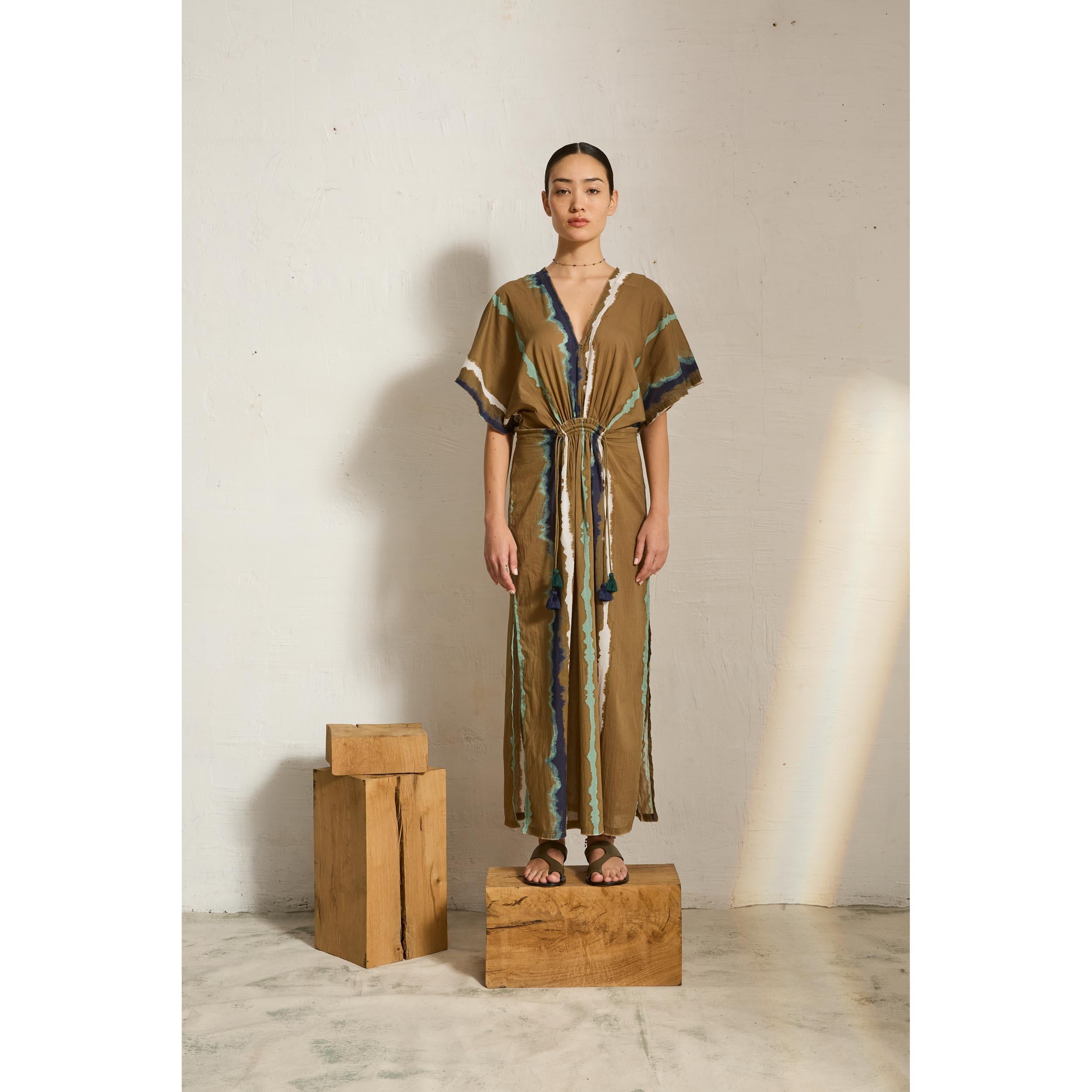 Robe Stevana Imprime Tie And Dye Td Check - Army