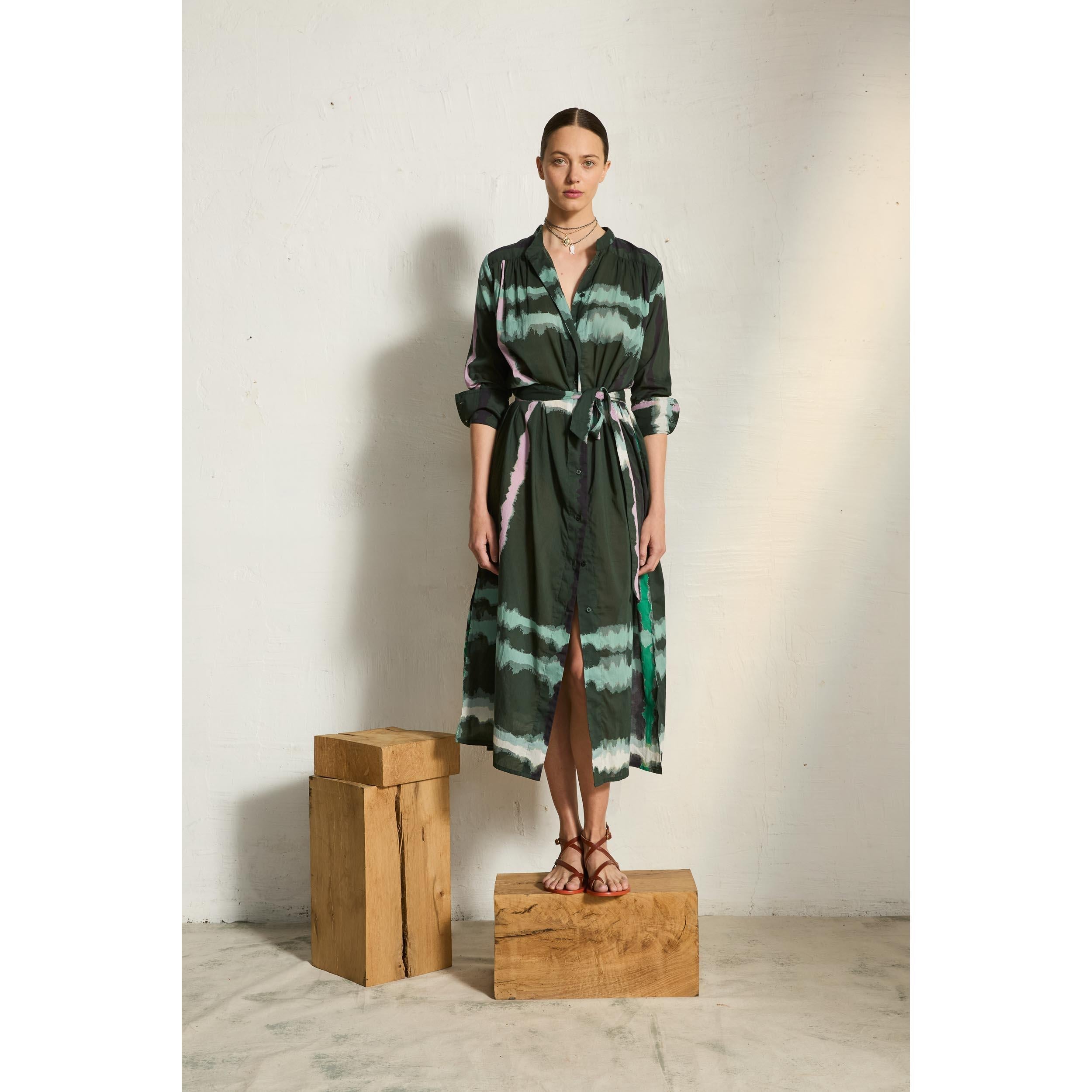 Robe Olga Imprime Td Check - Ardoise