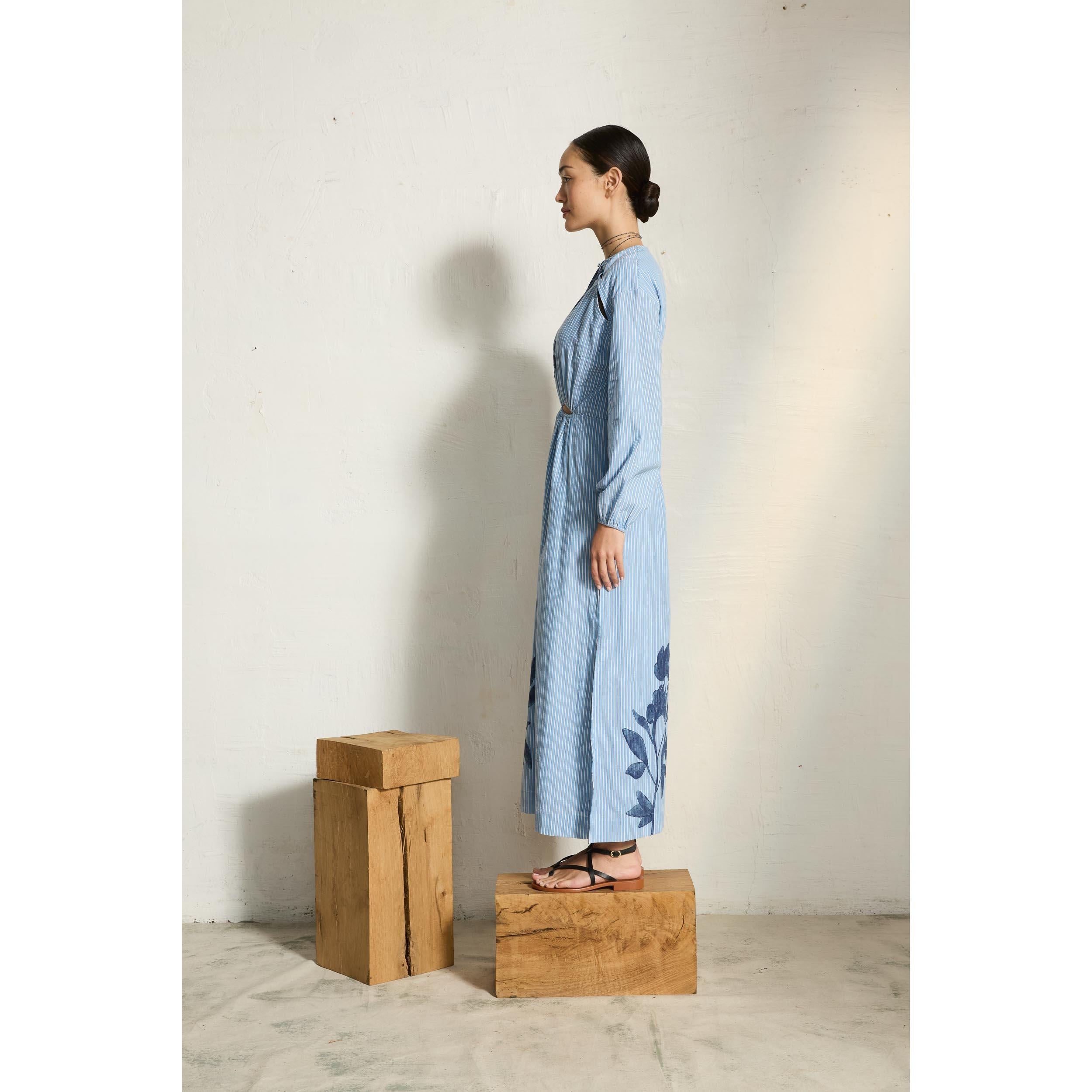 Robe Ombeline Imprime Orchids - Blue