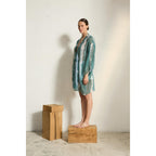 Kimono Mi-Long Rachel Etamine De Laine - China Blue