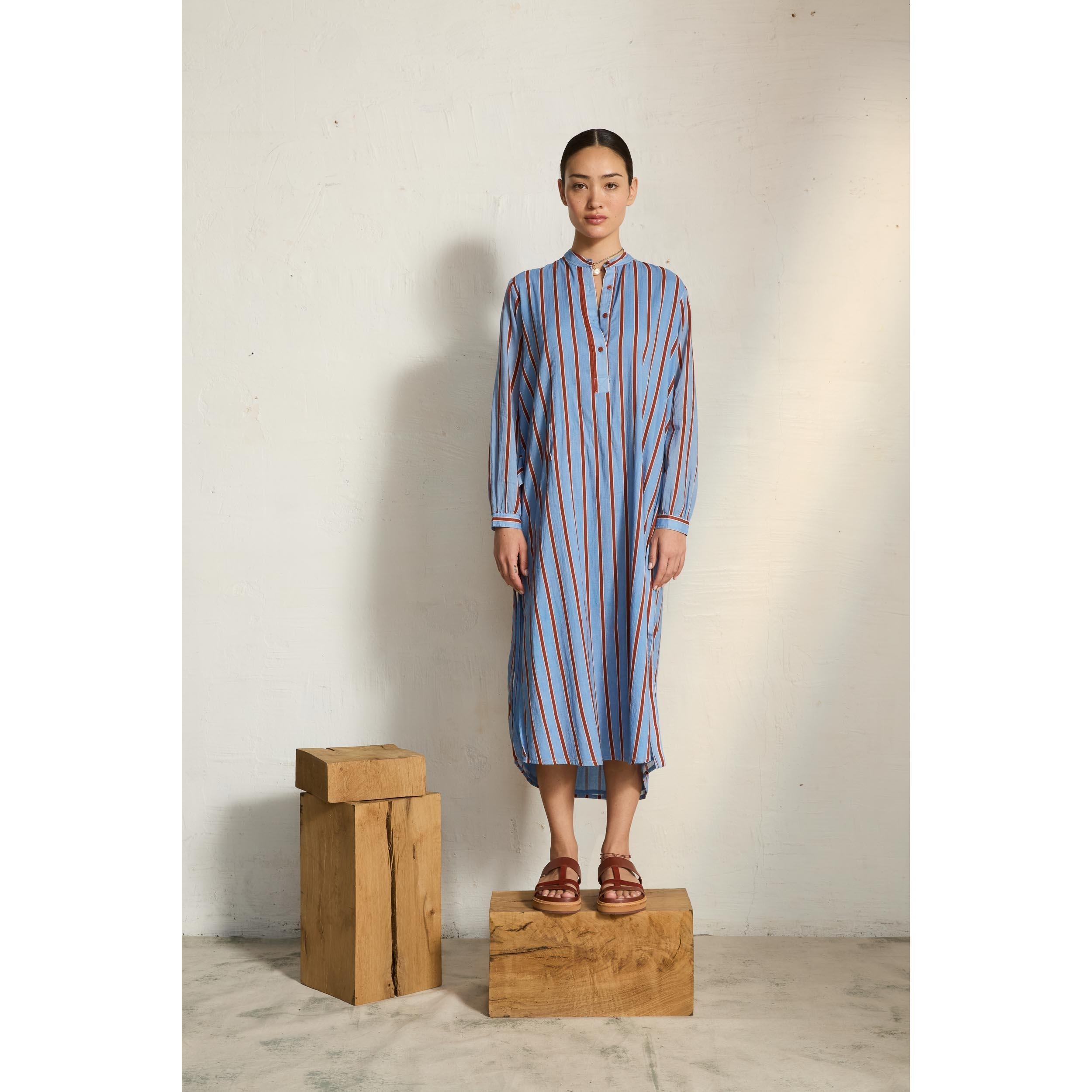 Robe Albane Imprime Pelicano - Light Blue Red