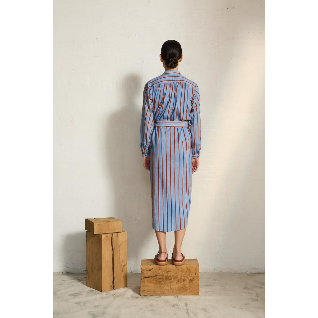 Robe Albane Imprime Pelicano - Light Blue Red