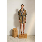 Robe Lily Long Imprime Tie And Dye Td Check - Army