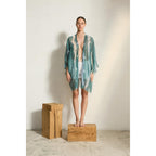 Kimono Mi-Long Rachel Etamine De Laine Tie And Dye - Blush