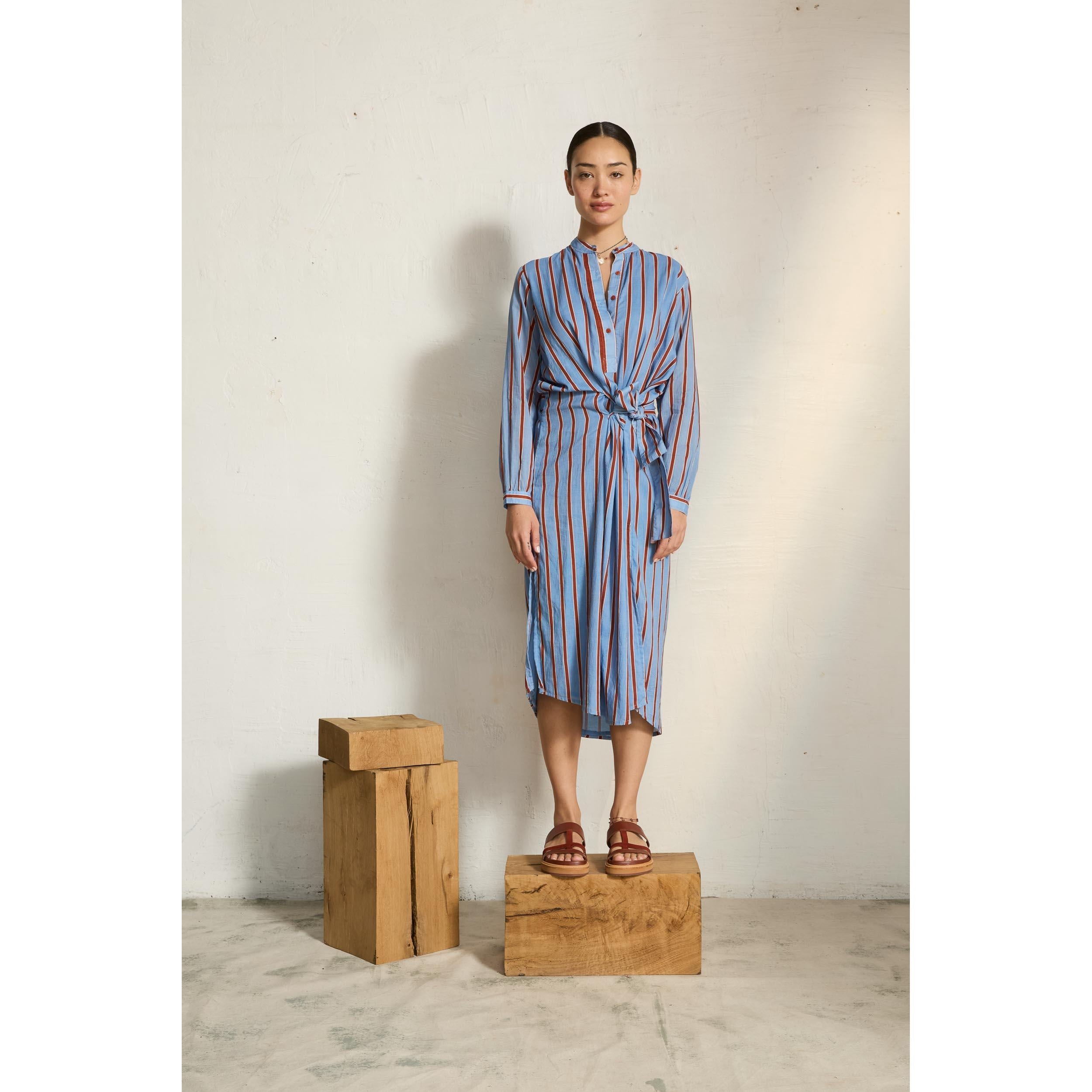 Robe Albane Imprime Pelicano - Light Blue Red