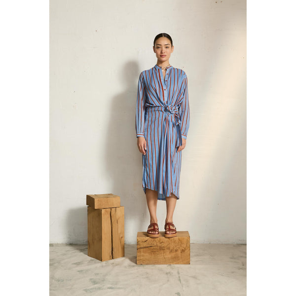 Robe Albane Imprime Pelicano - Light Blue Red