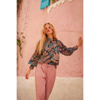 Blouse Odette Imprime Tropical - Flashy Orange