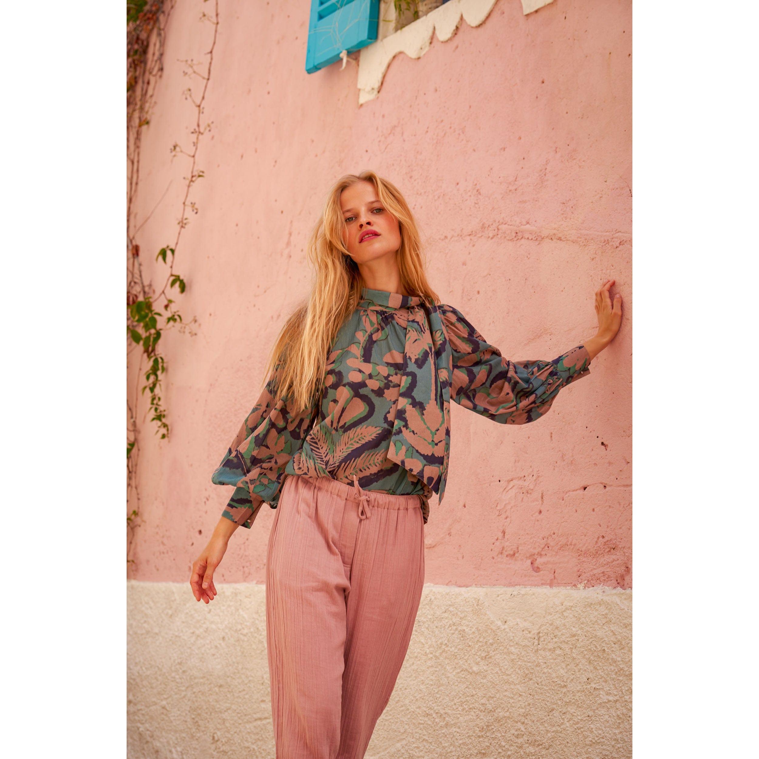 Blouse Odette Imprime Tropical - Flashy Orange