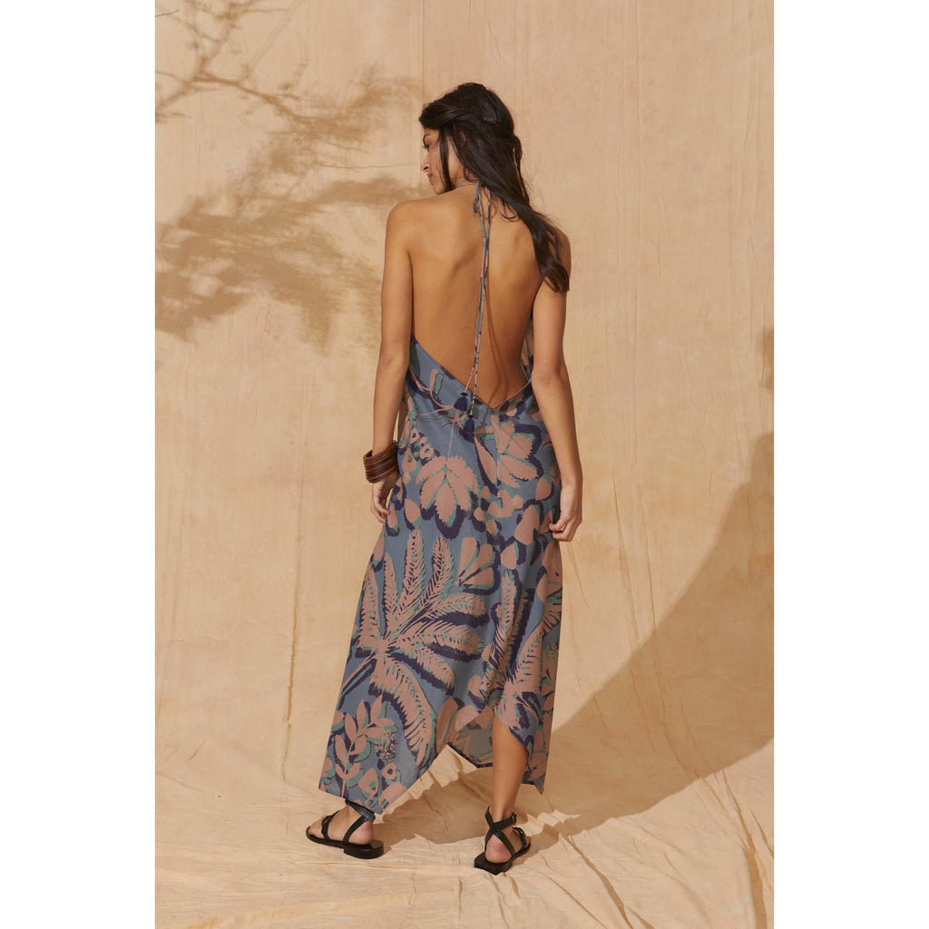 Robe Ivina Imprime Tropical - Dusty Blue