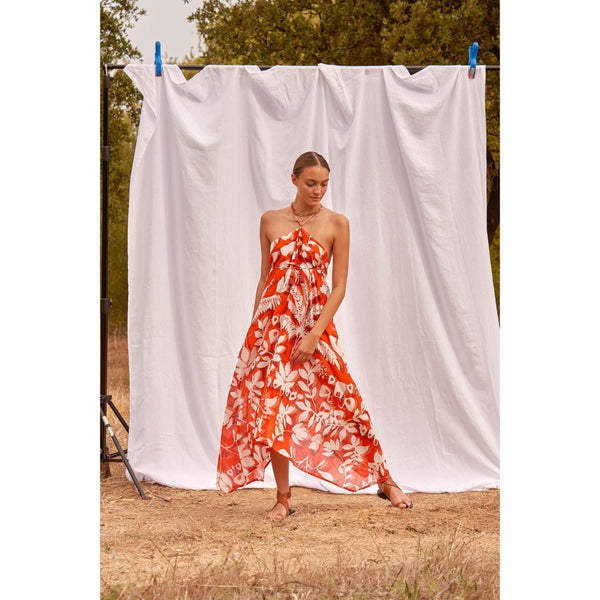 Robe Ivina Imprime Tropical - Flashy Orange